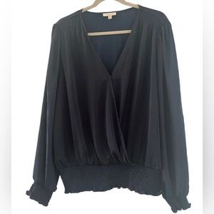 EUC Alex & Lili Navy Blue Silk Top Size XL